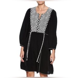 Liberty Garden Women’s Bohemian Embroidered Dress Black & White Size Small